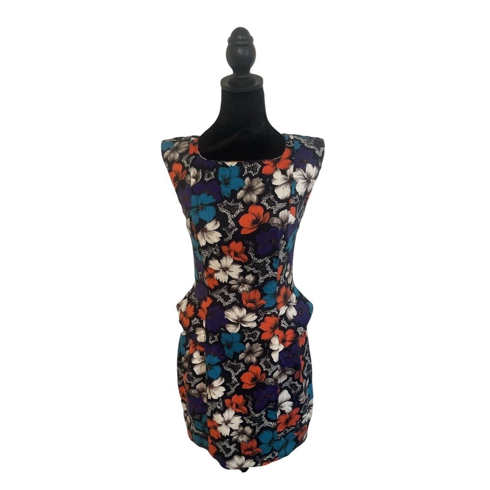 French Connection UK‎ A Line Sheath Dress SZ 4 Floral Bright Bloomcore Bodycon